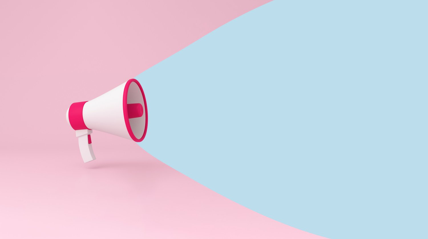 Megaphone Announcement on Pink Background with copy space